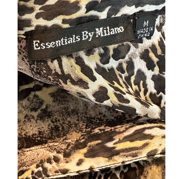 Essentials by Milano animal print 3/4 sleeves sheer blouse size Medium - Picture 3 of 11